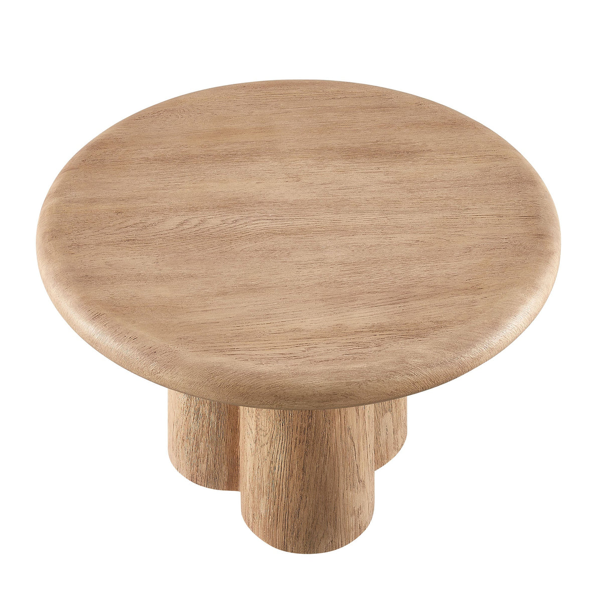 Tori 31in round coffee table natural wood grain with thick pedestal base indoor-outdoor use on Tampa Home & Garden Store