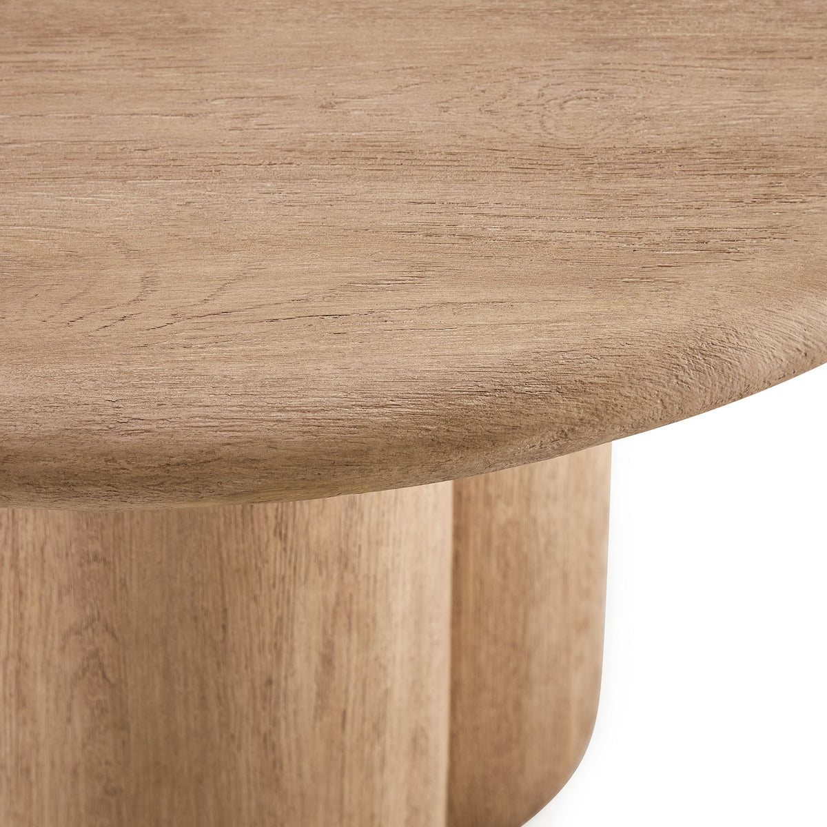 Tori 31 Inch Round Indoor and Outdoor Patio Coffee Table top in warm wood finish on Tampa Home & Garden Store