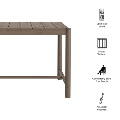 Eleni Rectangle 56-Inch outdoor teak bar table with slatted top and solid teak legs by Modway on Tampa Home & Garden Store