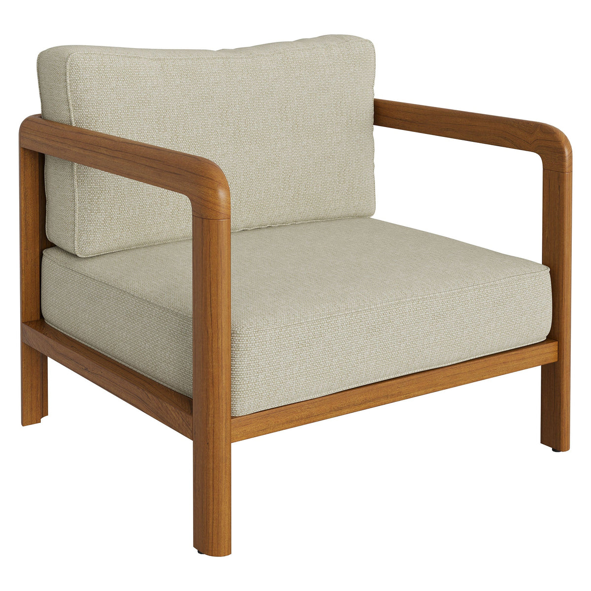 Kona 3-Piece Outdoor Teak Wood Furniture Set with beige woven cushions and wood frame on Tampa Home & Garden Store