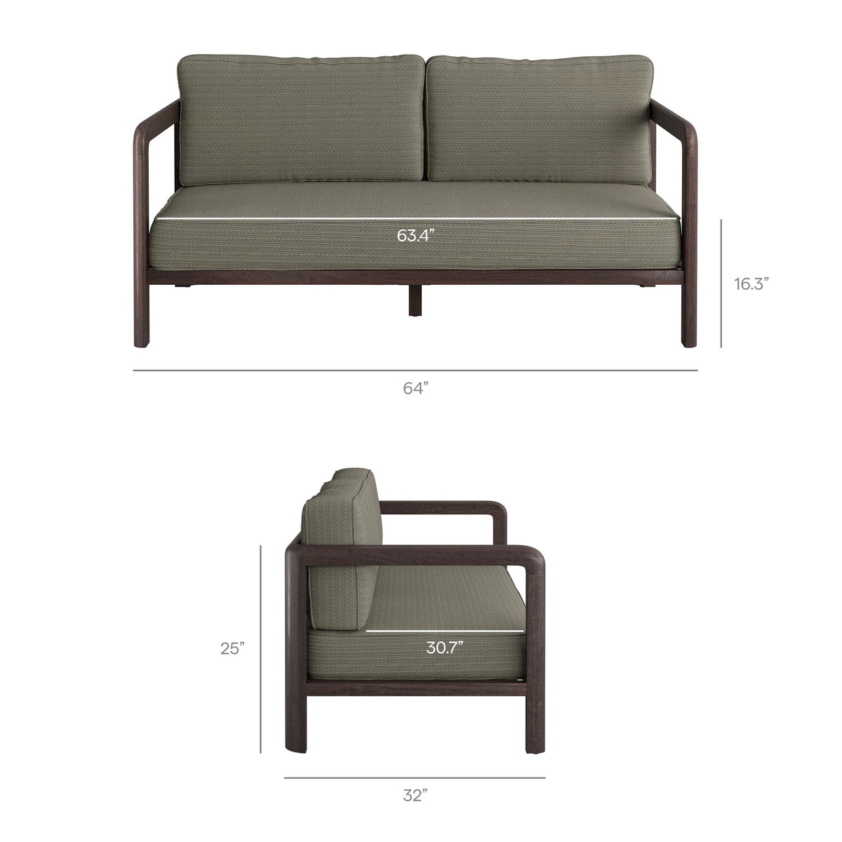 Kona Outdoor Teak Wood Loveseat with olive cushions by HouseOfZazla on Tampa Home & Garden Store