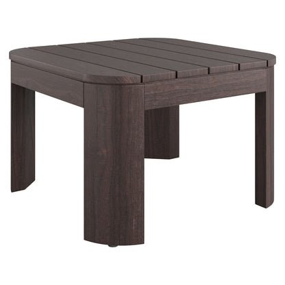 Kona outdoor teak wood side table with slatted top in dark brown finish on Tampa Home & Garden Store