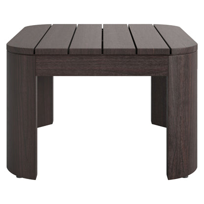 Kona 3-Piece Outdoor Teak Wood Sofa Table Set in dark teak finish by HouseOfZazla on Tampa Home & Garden Store