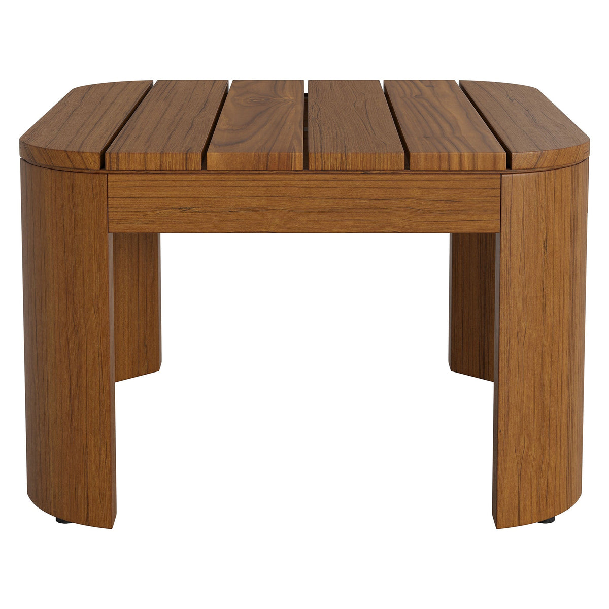 Kona outdoor teak wood side table by Modway with a slatted top and warm brown finish on Tampa Home & Garden Store