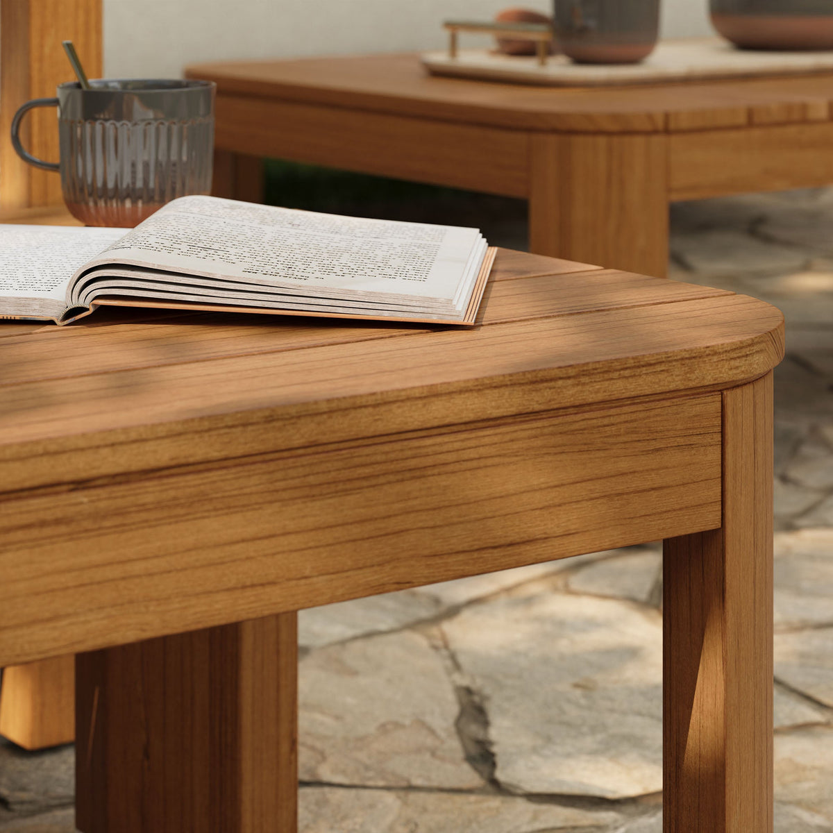Kona Outdoor Patio Teak Wood Side Table by Modway, natural teak finish for outdoor spaces on Tampa Home & Garden Store