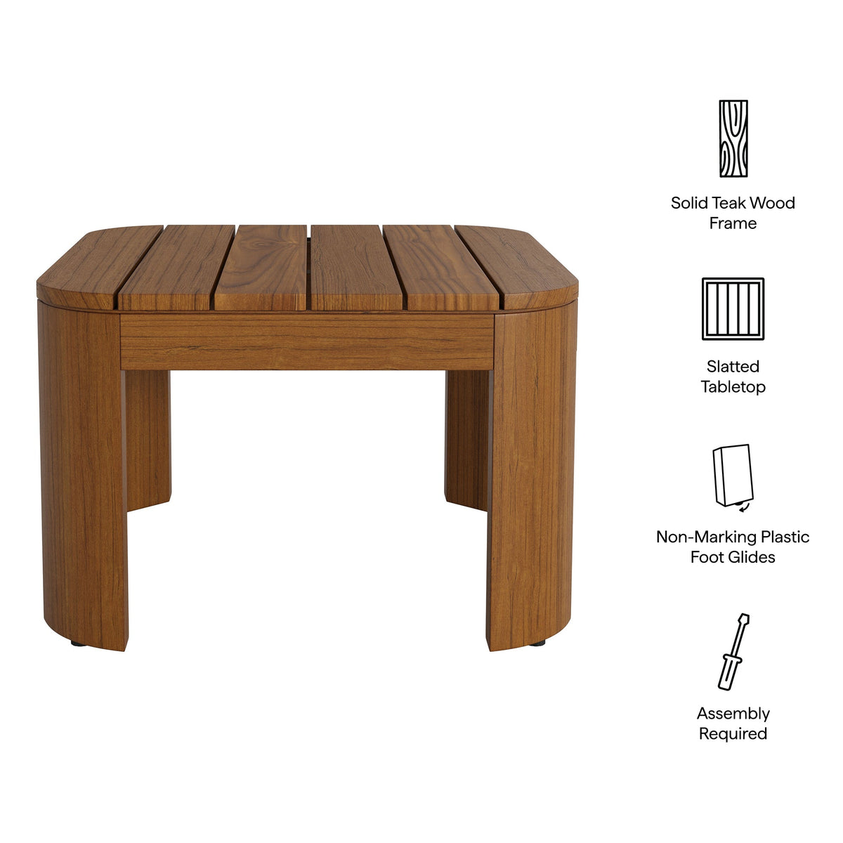 Kona Outdoor Patio Teak Wood Side Table by Modway with teak frame and slatted top on Tampa Home & Garden Store