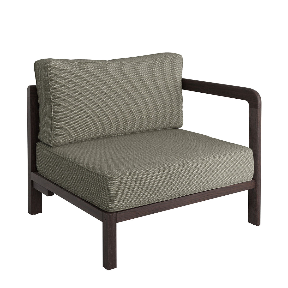 Kona 3-Piece outdoor teak wood modular sofa set with taupe woven cushions and dark wood frame on Tampa Home & Garden Store
