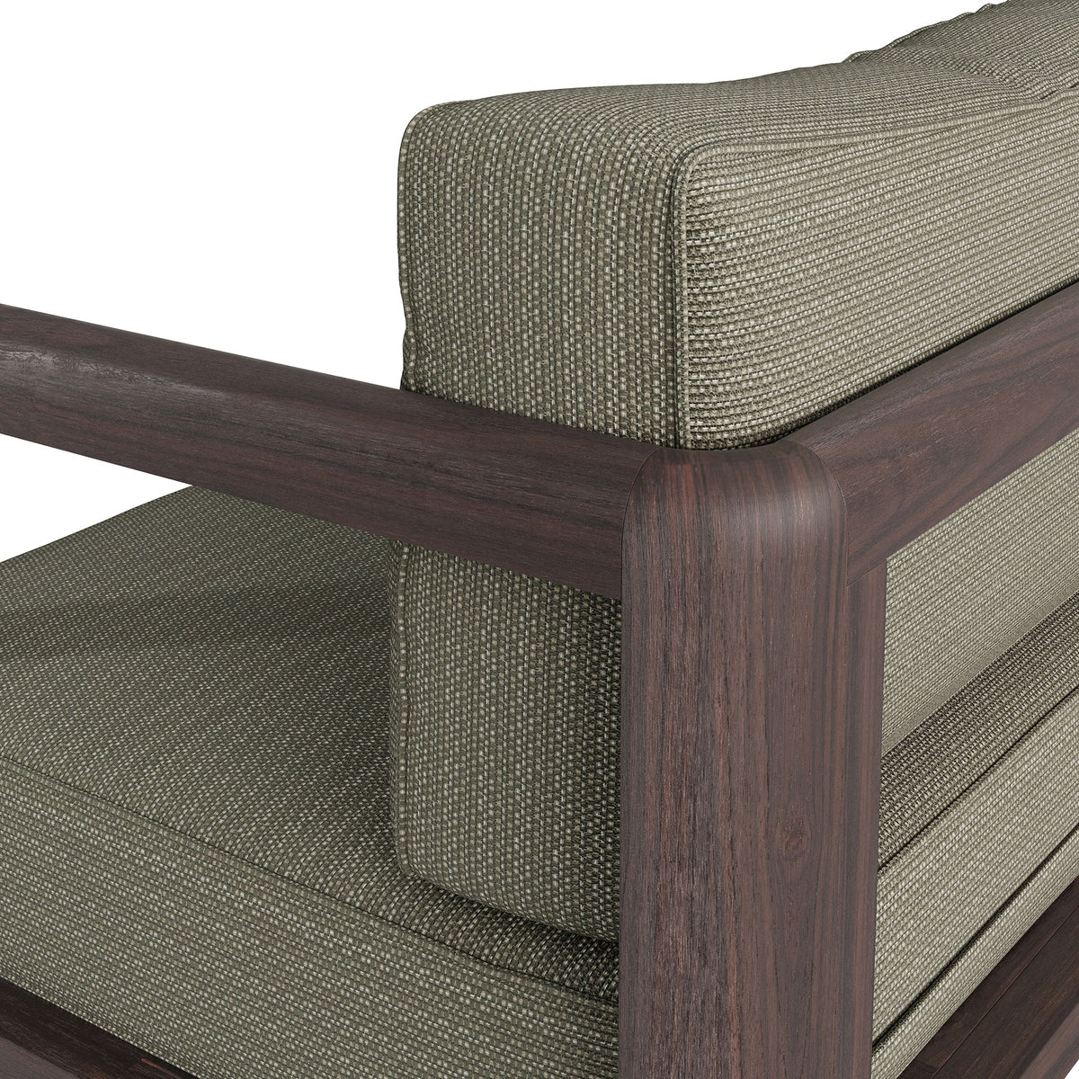 Kona outdoor teak wood right-arm facing modular armchair with gray fabric HouseOfZazla on Tampa Home & Garden Store