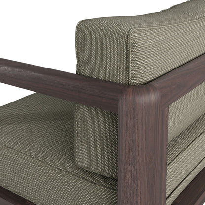 Kona outdoor teak wood right-arm facing modular armchair with gray fabric HouseOfZazla on Tampa Home & Garden Store