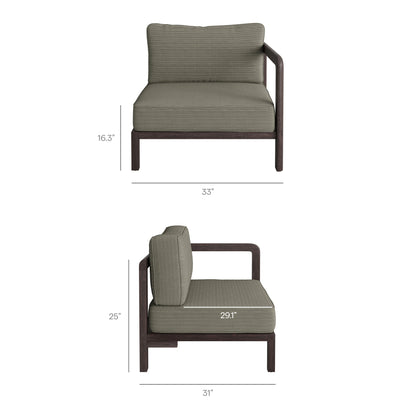 Kona outdoor teak wood right-arm facing modular armchair with olive cushions by Modway on Tampa Home & Garden Store