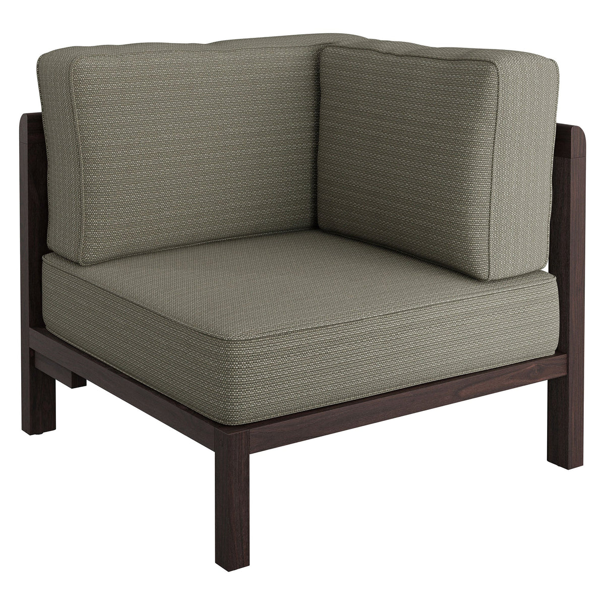 Kona L-Shaped Outdoor Teak Wood Modular Sofa by Modway with dark wood frame and gray cushions on Tampa Home & Garden Store