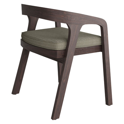 Kona outdoor teak wood barrel dining chair by Modway, dark stained finish with gray cushion on Tampa Home & Garden Store