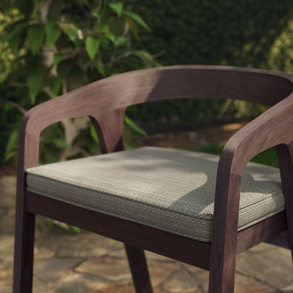 Kona outdoor teak barrel dining chair by Modway with woven gray cushion on Tampa Home & Garden Store