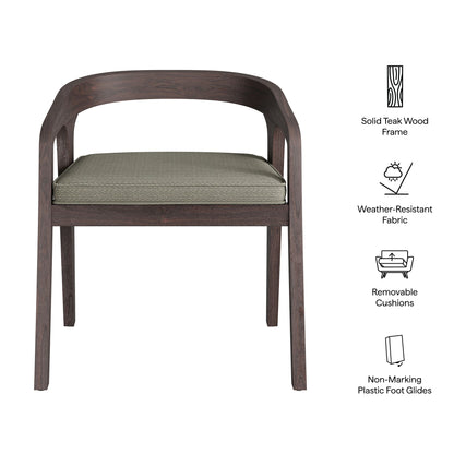 Kona Teak Wood Barrel Dining Chair with beige cushion on Tampa Home & Garden Store