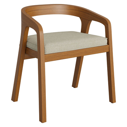 Kona outdoor patio teak wood barrel dining chair with beige cushion by Modway on Tampa Home & Garden Store