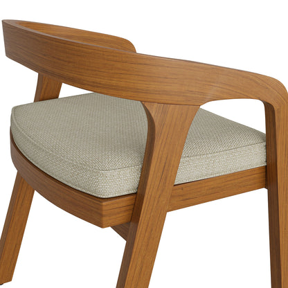 Kona teak wood barrel dining chair with beige cushion by Modway on Tampa Home & Garden Store