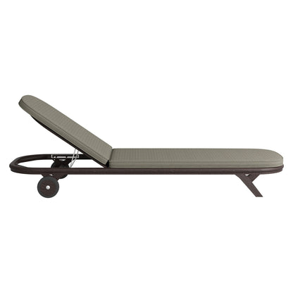 Kona outdoor teak wood chaise lounge chair with taupe cushion and dark brown frame by Modway on Tampa Home & Garden Store