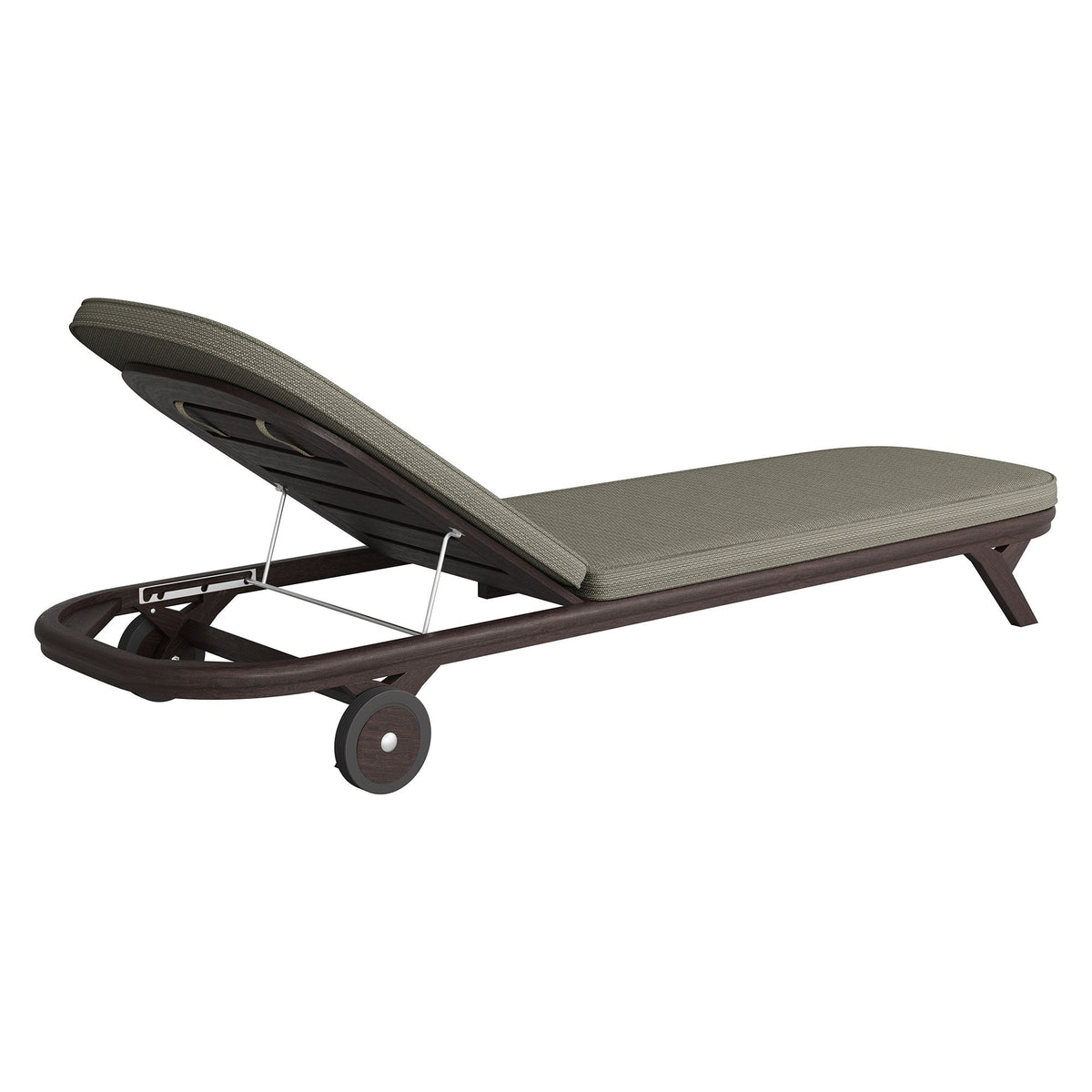 Kona outdoor teak wood chaise lounge chair with taupe fabric cushion, dark brown frame Modway on Tampa Home & Garden Store