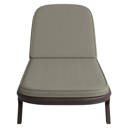 Kona teak wood chaise lounge chair with taupe fabric cushion by HouseOfZazla on Tampa Home & Garden Store