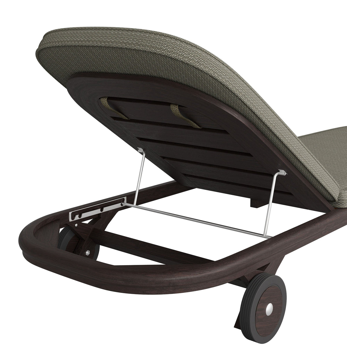 Kona teak wood outdoor chaise lounge by Modway with woven cushion and curved frame on Tampa Home & Garden Store