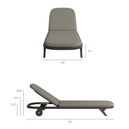 Kona outdoor teak wood chaise lounge chair with taupe cushions on a dark-stained frame by Modway on Tampa Home & Garden Store
