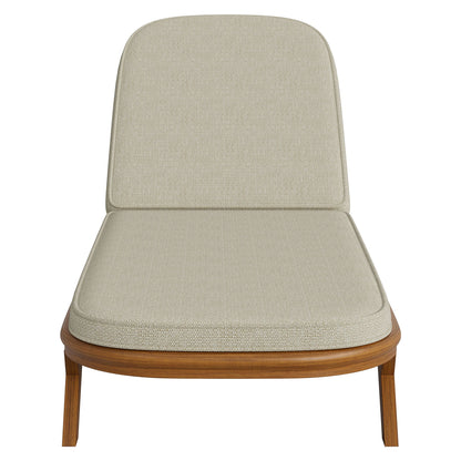 Kona outdoor teak wood chaise lounge chair with beige woven upholstery on Tampa Home & Garden Store