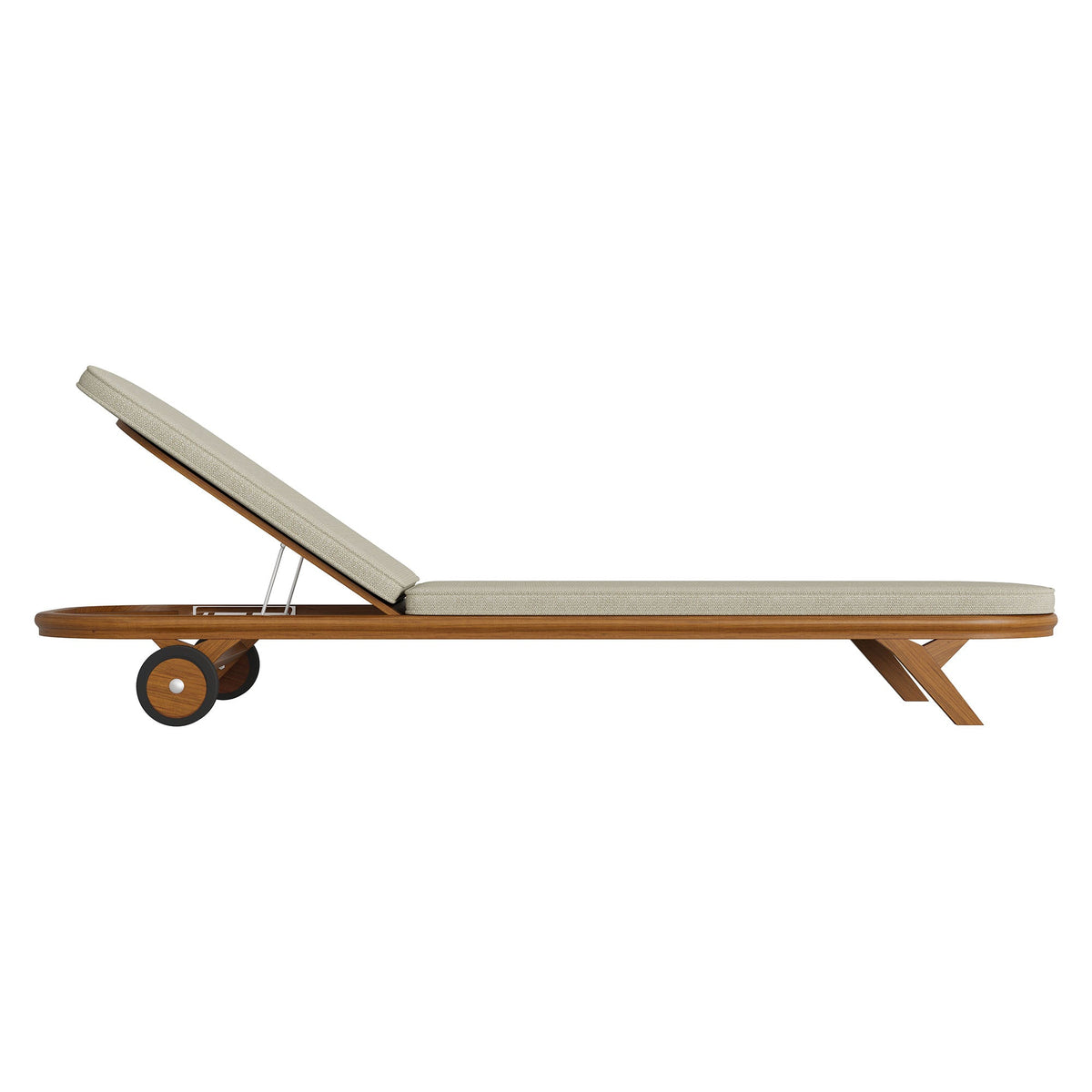 Kona teak wood outdoor chaise lounge with beige cushion by Modway, HouseOfZazla on Tampa Home & Garden Store