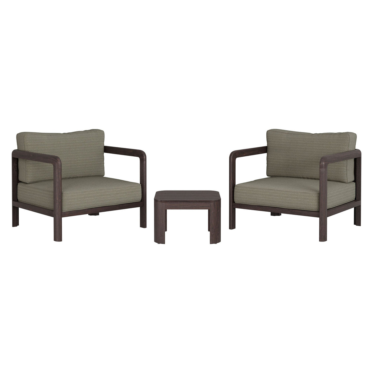 Kona 3-Piece Outdoor Patio Teak Wood Set with frames and olive cushions by HouseOfZazla on Tampa Home & Garden Store