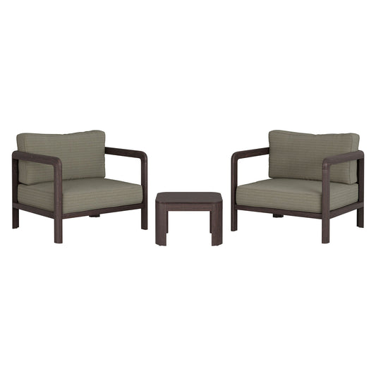 Kona 3-Piece Outdoor Patio Teak Wood Set with frames and olive cushions by HouseOfZazla on Tampa Home & Garden Store