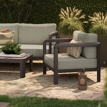 Kona 5-Piece Outdoor Teak Wood Furniture Set with gray cushions HouseOfZazla on Tampa Home & Garden Store