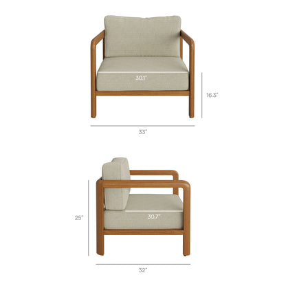 Kona outdoor teak wood lounge chair with beige cushions and wood frame by Modway on Tampa Home & Garden Store