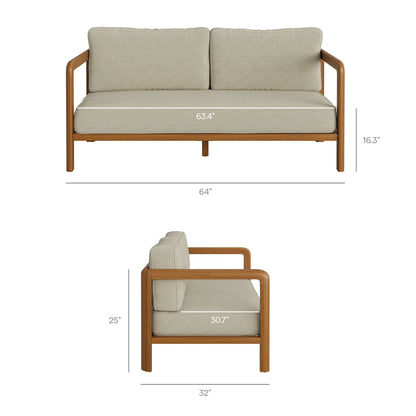 Kona 5-Piece Outdoor Patio Teak Wood Furniture Set by Modway with beige cushions and teak frame on Tampa Home & Garden Store