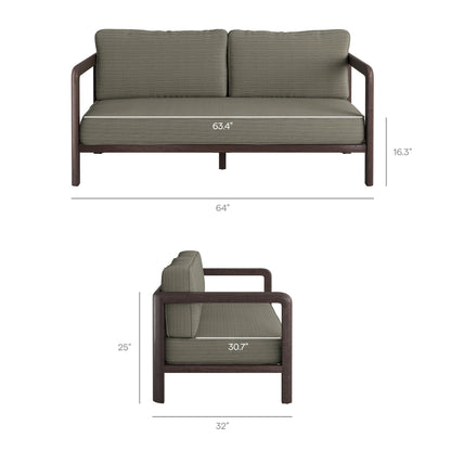 Kona 4-Piece Outdoor Teak Wood Sofa Set with dark wood frame and taupe cushions on Tampa Home & Garden Store