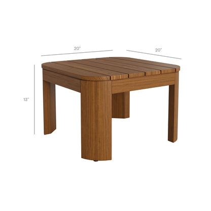 Kona teak outdoor table with slatted top and square legs natural finish on Tampa Home & Garden Store