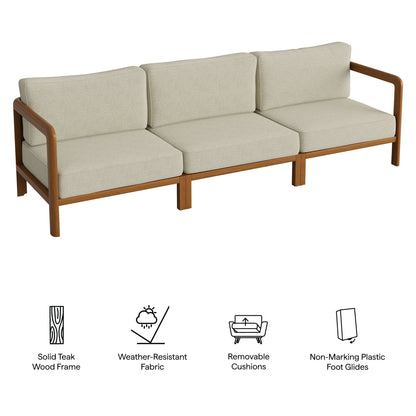 Kona 3-Piece Outdoor Teak Wood Modular Sofa Set with beige upholstery by HouseOfZazla on Tampa Home & Garden Store
