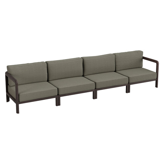Kona 4-Piece outdoor teak wood modular sofa set by Modway with olive-green cushions on Tampa Home & Garden Store