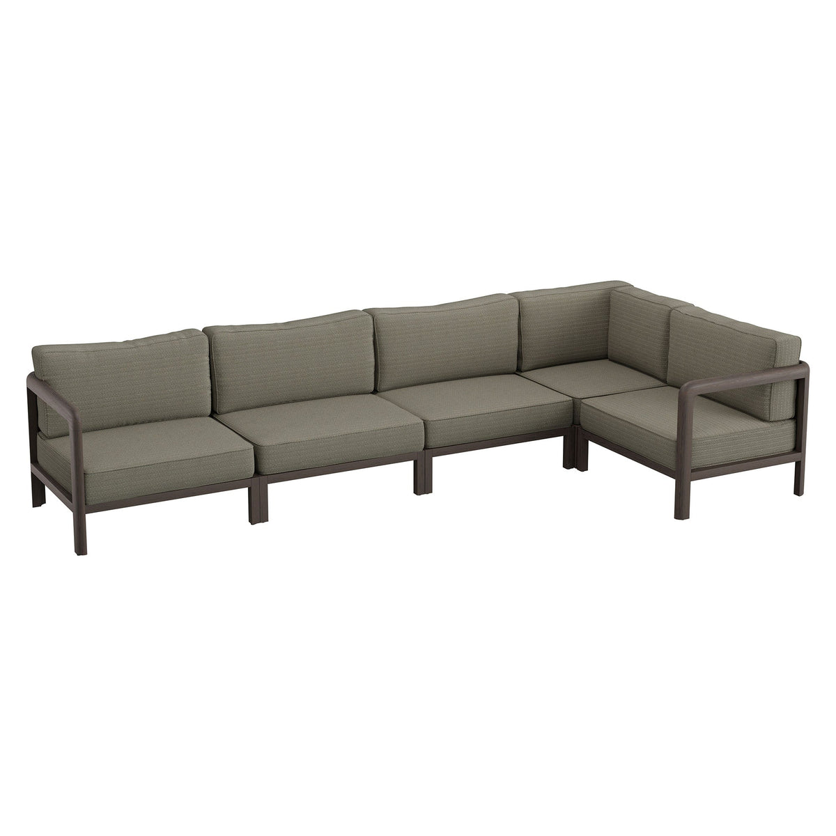 Kona L-Shaped outdoor teak wood modular sofa with taupe cushions by Modway on Tampa Home & Garden Store