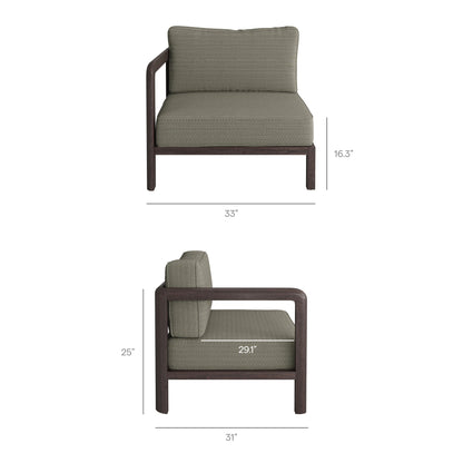 Kona L-Shaped Outdoor Patio Teak Wood Modular Sofa with khaki cushions, teak frame by Modway on Tampa Home & Garden Store