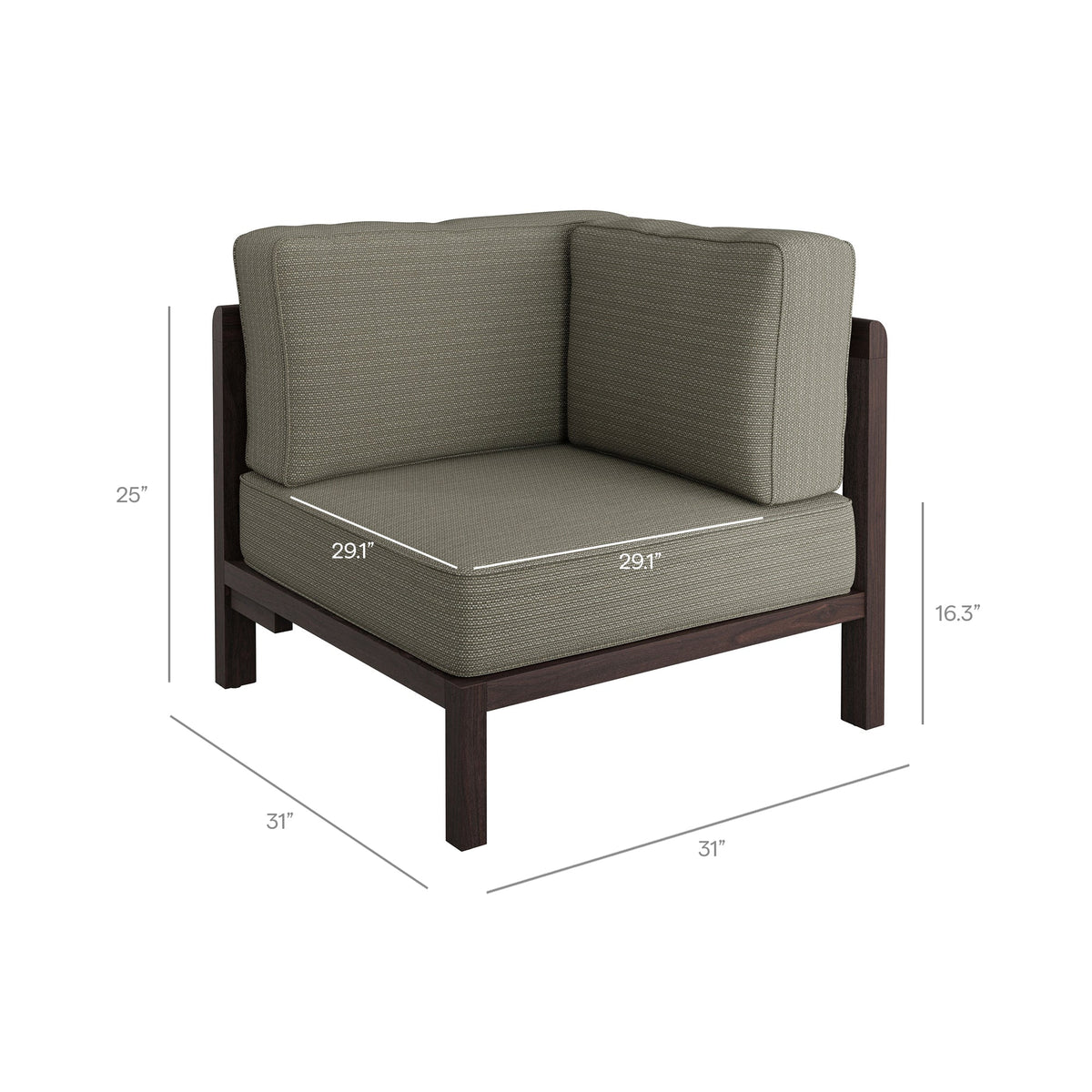 Kona 5-Piece Outdoor Teak Wood Corner Modular Sofa with taupe cushions by Modway on Tampa Home & Garden Store