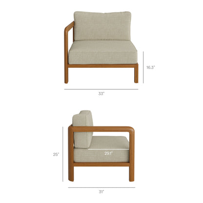 Kona 5-Piece Outdoor Teak Wood Corner Modular Sofa with beige cushions and teak frame by Modway on Tampa Home & Garden Store
