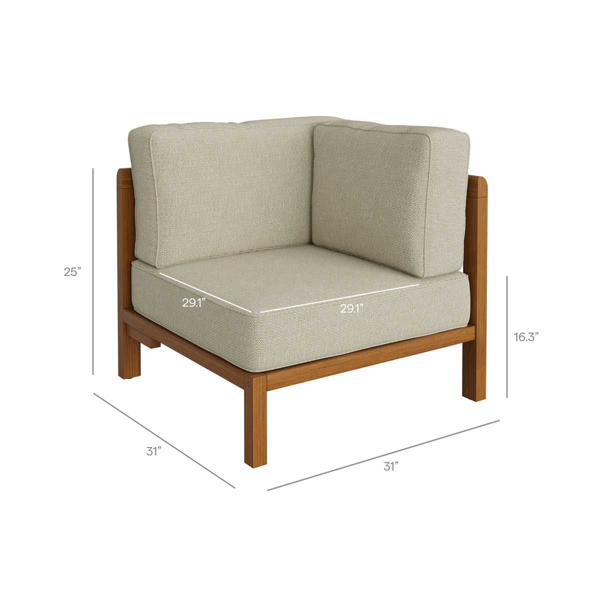 Kona 5-Piece Outdoor Teak Wood Corner Modular Sofa with beige cushions by HouseOfZazla on Tampa Home & Garden Store