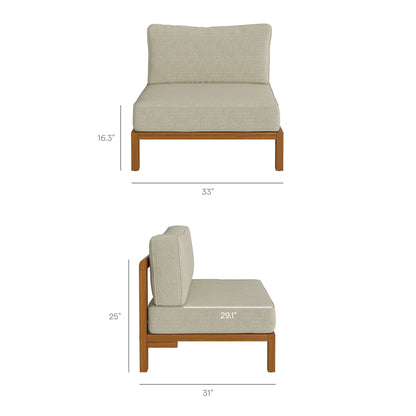 Kona 6-Piece Outdoor Patio Teak Wood Modular Sofa with beige cushions by Modway on Tampa Home & Garden Store