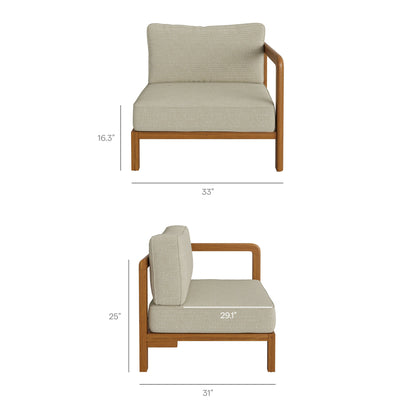 Kona 6-Piece Outdoor Patio Teak Wood Modular Sofa by Modway beige cushions with teak wood frame on Tampa Home & Garden Store