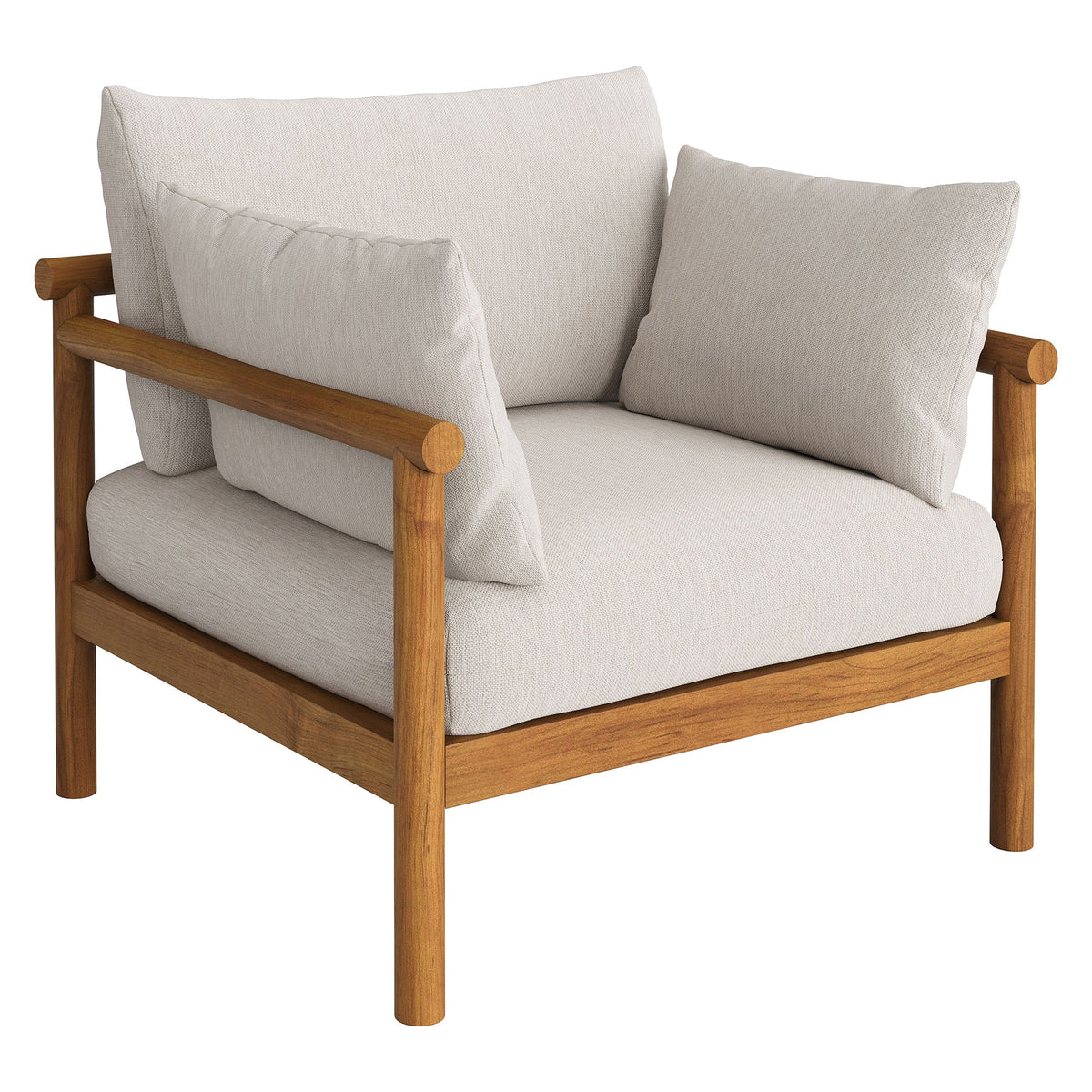 Eleni Outdoor Patio Teak Wood Armchair beige cushions teak frame Modway on Tampa Home & Garden Store