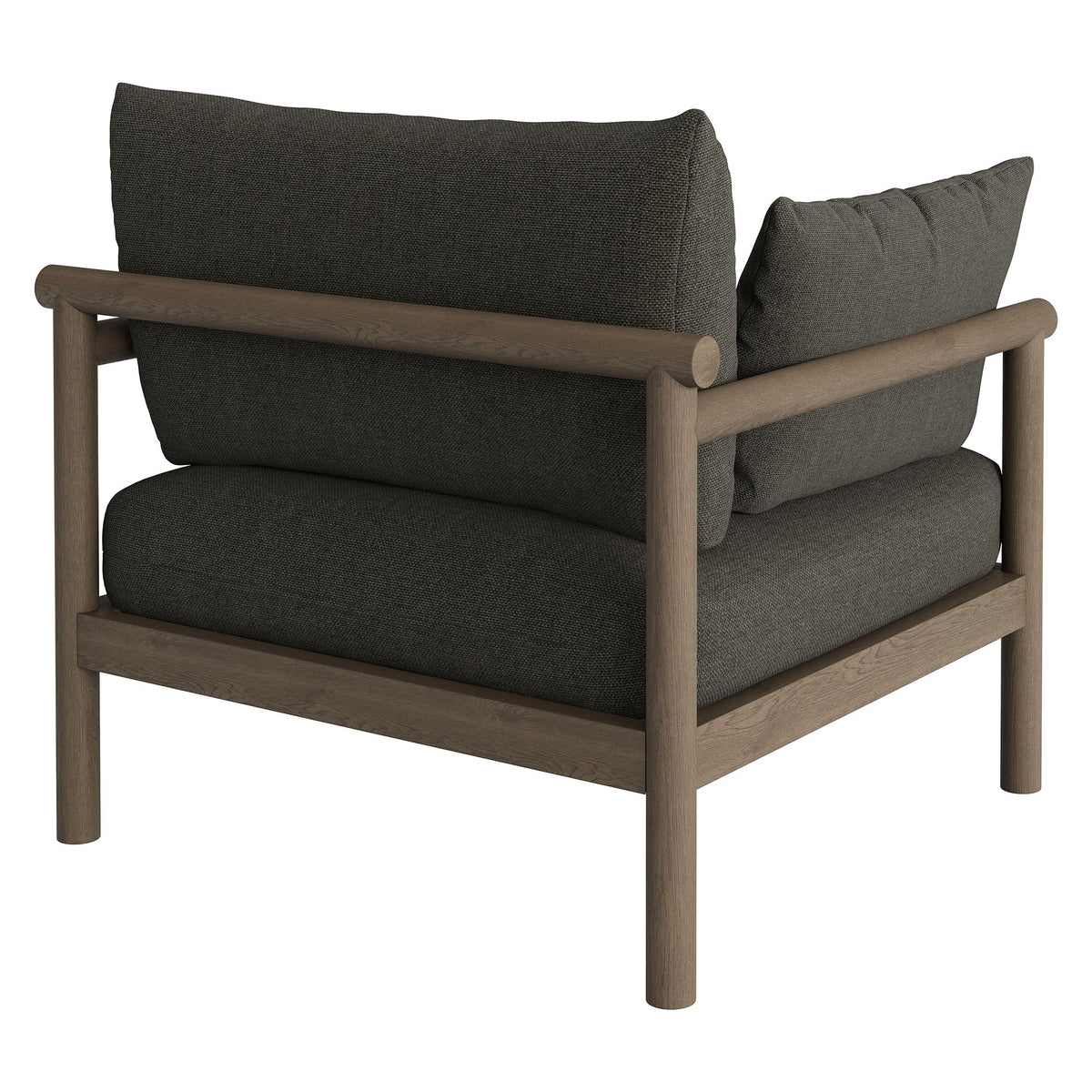 Eleni Outdoor Patio Teak Wood Armchair by Modway with dark charcoal cushions on Tampa Home & Garden Store