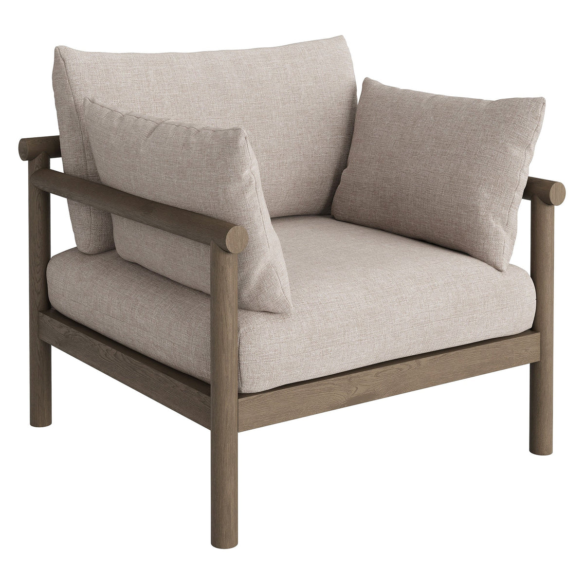 Eleni 2-Piece Outdoor Teak Armchair & Ottoman set with beige cushions by HouseOfZazla on Tampa Home & Garden Store