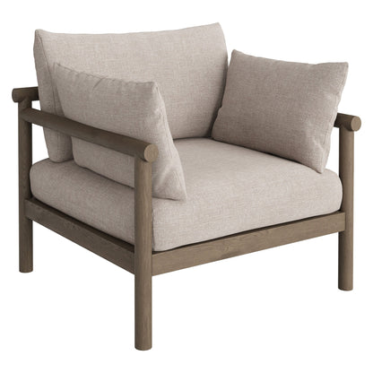Eleni 2-Piece Outdoor Teak Armchair & Ottoman set with beige cushions by HouseOfZazla on Tampa Home & Garden Store