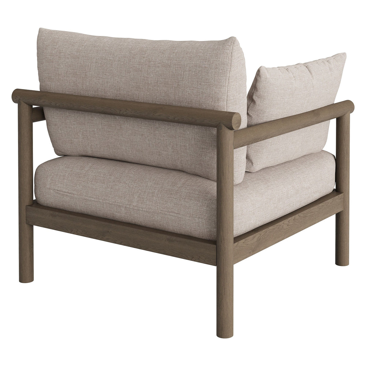 Eleni outdoor teak wood armchair with beige upholstered cushions for patio on Tampa Home & Garden Store