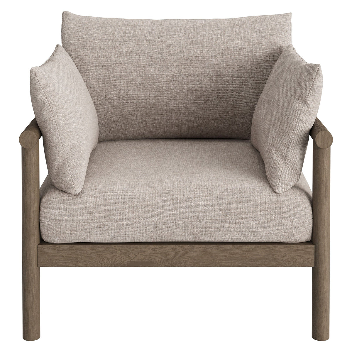 Eleni outdoor teak wood armchair with beige cushions and wood frame by Modway on Tampa Home & Garden Store