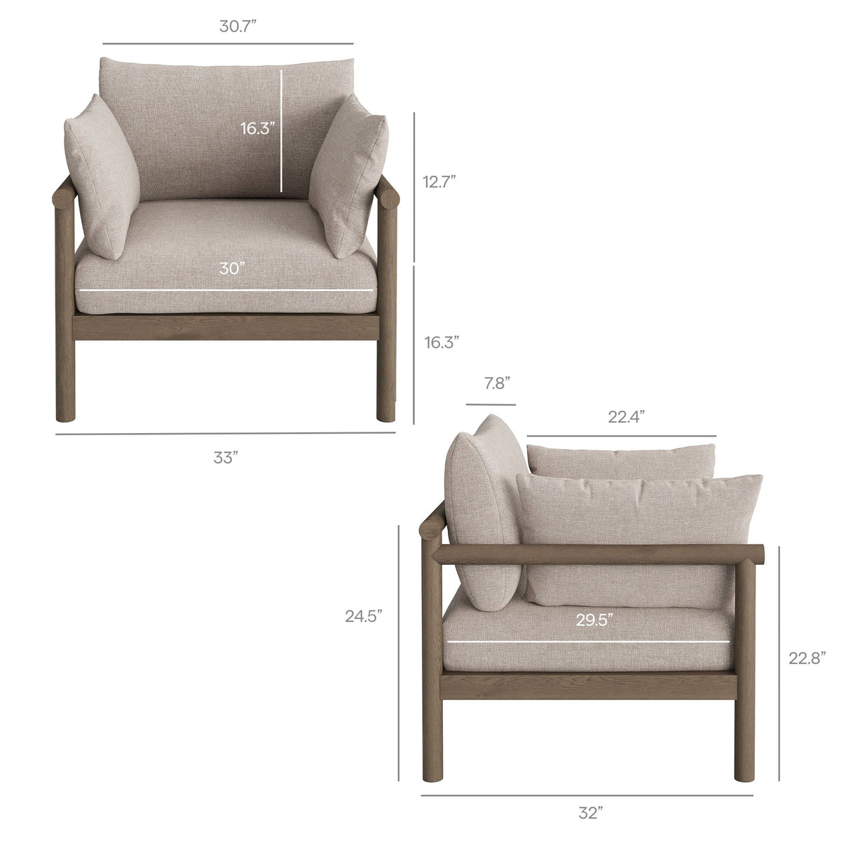 Eleni outdoor patio teak wood armchair with beige cushions by Modway on Tampa Home & Garden Store